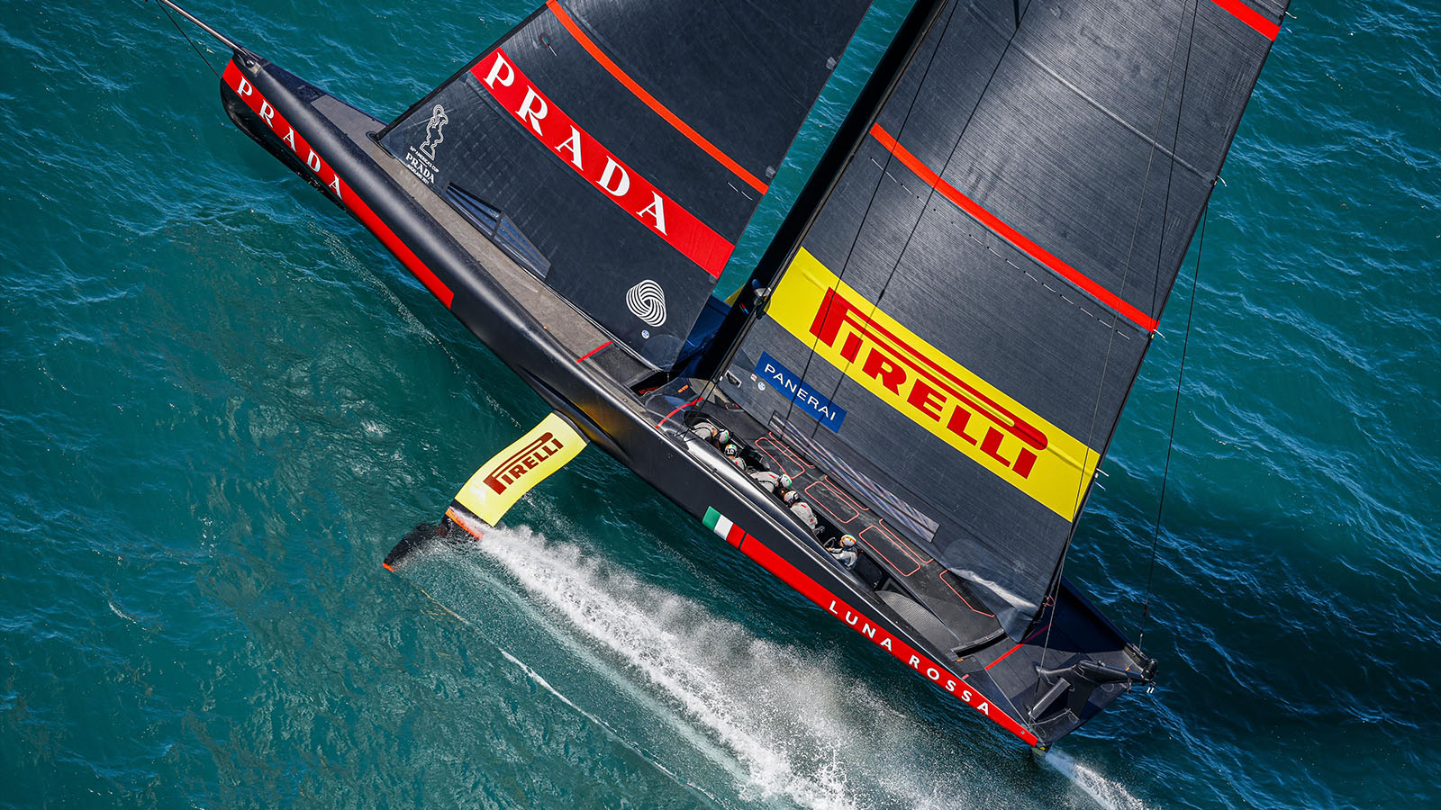Luna rossa ship in the ocean, the beginning of panerai partnership