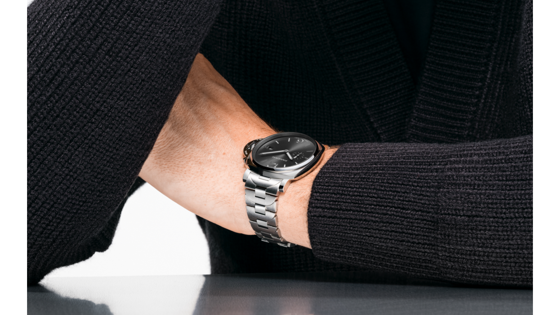 Metal bracelet watch on wrist