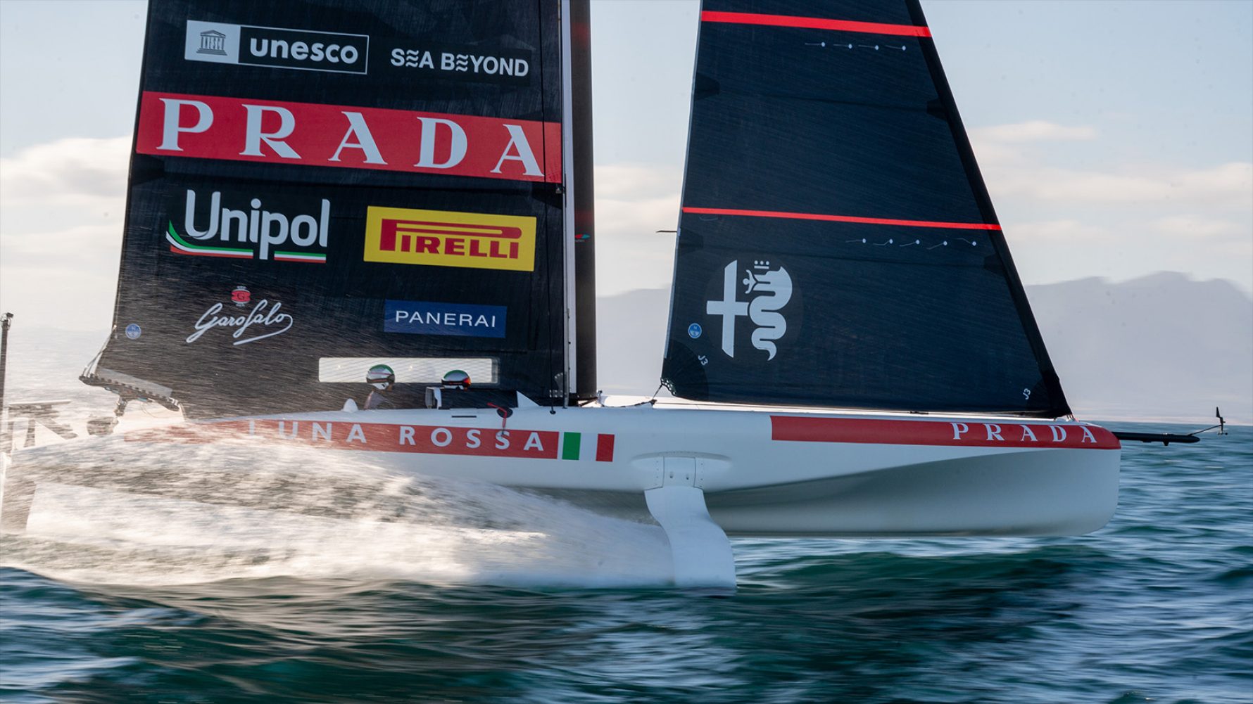 Luna Rossa boat racing at sea