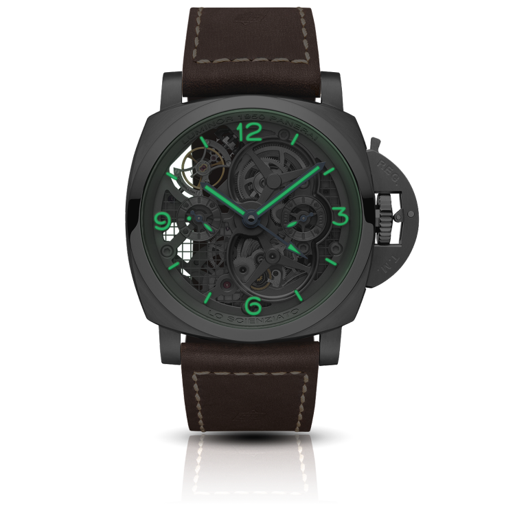 PANERAI Lo Scienziato - Luminor 1950 Tourbillon GMT Titanio陀飞轮两地时间钛金属腕表