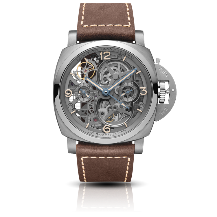 PANERAI Lo Scienziato - Luminor 1950 Tourbillon GMT Titanio陀飞轮两地时间钛金属腕表