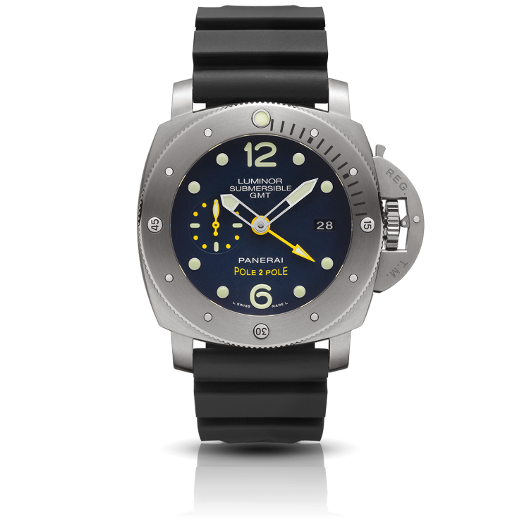 PANERAI Luminor Submersible 1950 3 Days GMT Automatic Titanio专业潜水3日动力储存两地时间自动钛金属腕表