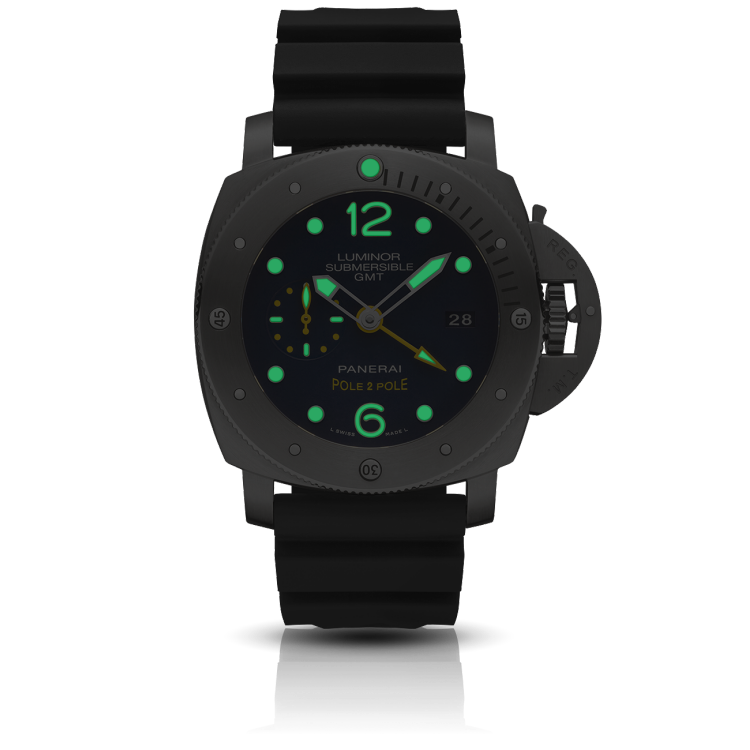 PANERAI Luminor Submersible 1950 3 Days GMT Automatic Titanio专业潜水3日动力储存两地时间自动钛金属腕表