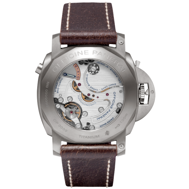 PANERAI Luminor 1950 Chrono Monopulsante Left-Handed 8 Days Titanio - 44mm  Back view