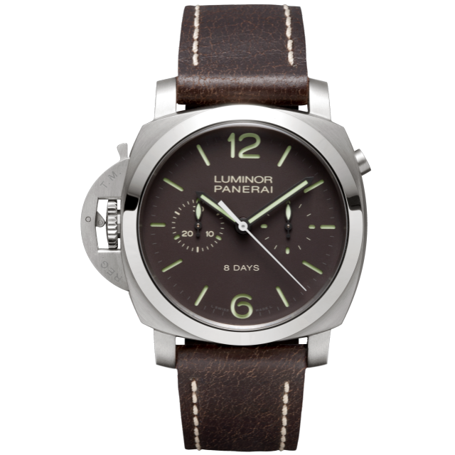 PANERAI Luminor 1950 Chrono Monopulsante Left-Handed 8 Days Titanio - 44mm  Front view