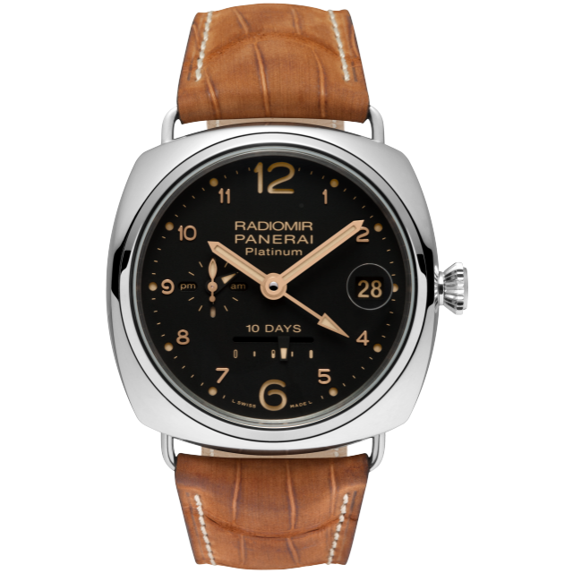 PANERAI Radiomir镭得米尔 10 Days GMT Automatic Platino腕表 - 45毫米 PAM00495 Front view