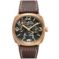 PANERAI Radiomir镭得米尔Tourbillon GMT Bronzo陀飞轮两地时间青铜腕表 PAM01284 Front view