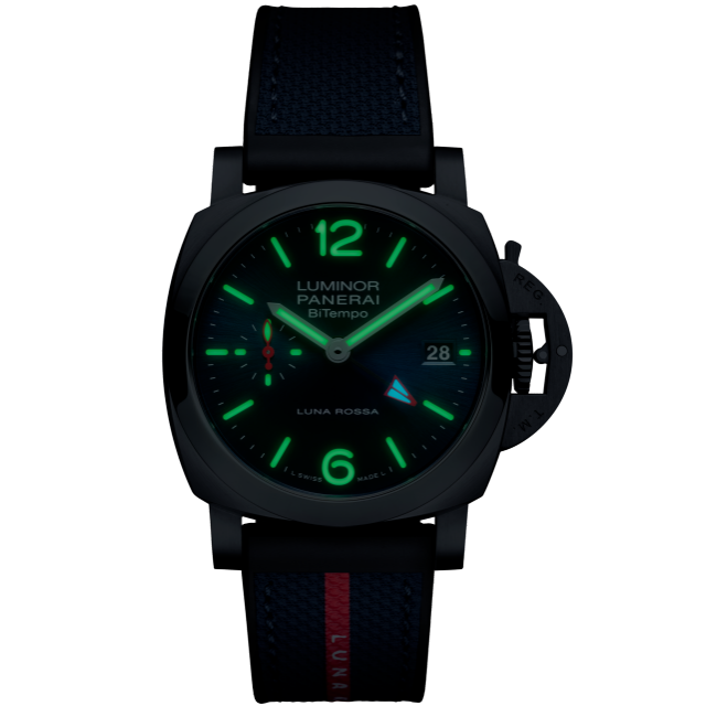 PANERAI Luminor庐米诺Quaranta BiTempo Luna Rossa腕表 PAM01404 Night view